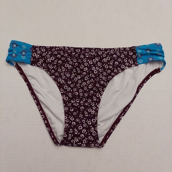 NWT LAUNDRY BY SHELLI SEGAL Sz M Floral Blue/Purple Bikini Bottoms - Picture 2 of 8